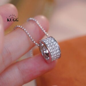 KUGG 18K White Gold Necklace Luxury 1.10carat Real Natural Diamond Pendant Necklace for Women Classis Style High Party Jewelry