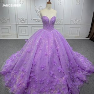 Formal Popular Design Evening Dress 2023 Organza 3D Flower Ball Gown Strapless Sweep Train DY6583 Sequined Lace Up
