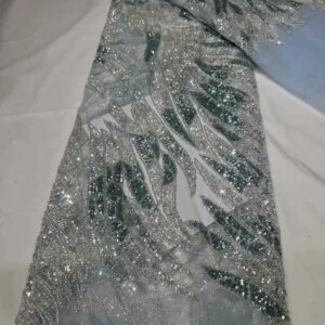 Luxury African Sequins Beaded Lace Fabric 2025 High Quality Groom Nigerian Wedding Bridal Embroidery French Tulle Sewing CD
