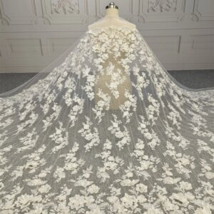 Luxury Bridaldress 3D Flowers Lace Handbeaded Flowers With Shiny Sequins Wedding Dress Fabric