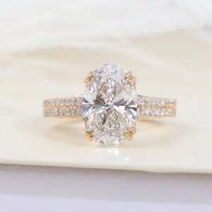 Provence Luxury Wedding Ring 14KGold Oval cut IGI DE/VS1 Lab Diamonds 3/4 band Rings Engagement Rings Personalized Custom