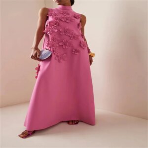 Saudi Evening Dresses Hight Luxurious Women’s Prom Dresses Straight Dresses for Special Occasions Prom Dress with Flowers