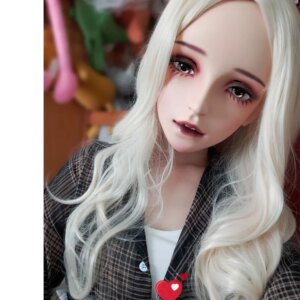 (Jia)Female Sweet Girl Resin Half Head Kigurumi BJD Eyes Crossdress Cosplay Japanese Anime Role Lolita Doll Mask Drag Queen