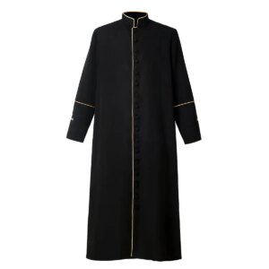 Men’s Clergy Robe Church Priest Loose Lapel Pure Black New Muslim Prayer Clothes