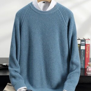 Thicken 100% Pure Goat Cashmere Sweater Men’s O-Neck Knitted Pullover Casual High-End Long Sleeve Tops New Large Size Base Shirt