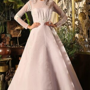 Classic Organza A-Line Prom Dress 2024 Simple Long Sleeve Evening Dresses Luxurious Beading Floor-Length Gown Vestidos De Novia