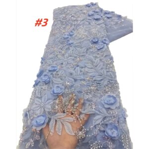 African 3D Flowers Sequins 2025 Latest Hot On Sale African French Party Lace Fabric Tulle Nigerian Lace Fabric For Wedding Dress