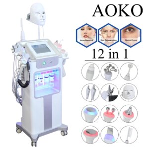 New 12 in 1 Water Oxygen Small Bubble Machine Jet Auqa Peeling Blackhead Remove Face Lift Skin Care Device Deep Cleansing ForSpa