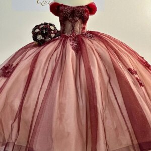 Red Shiny Princess Quinceanera Dress Off The Shoulder Applique Lace Beads Crystals Tull Ball Gown Sweet 16 Vestidos De 15 Años