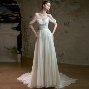 Off The Shoulder Chiffon Wedding Dresses ,Hang neck A Line Bohemian Bridal Gowns DW962