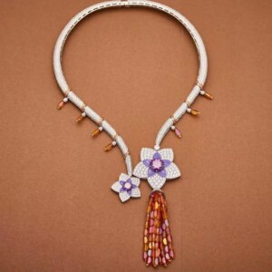 AAA Zircon Tassel Flower Drop Necklace For Women Wedding Party Evening Dress Jewelry
