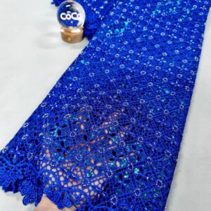 Latest Nigerian Lace Fabric Royal Blue Fabric Guipure Lace Fabric African Lace Fabric 2025 High Quality For Partry Dress A1045-1