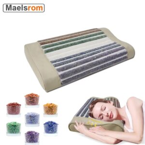Natural Crystal For Insomnia Neck Head No Heated Therapy Pillow Far Infrared Amethyst Jade Gemstone Natural Latex Massage Tools