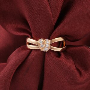 Provence 10K/14K/18K yellow gold round cut lab diamond engagement bow-knot rings custom wedding anniversary jewelry gift party