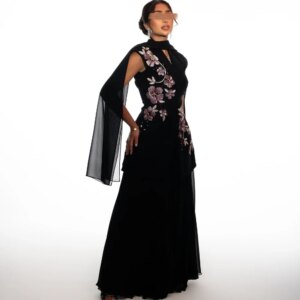 Customized Unisex Chiffon Pleat Flower A-line V-neck Midi Dresses Bespoke Occasion Dresses Classic Exquisite Modern Style Pastro