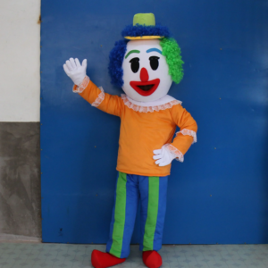 white face colored hair Clown Mascot Costume for Adults, Cosplay Outfit, Suit for Carnival Party