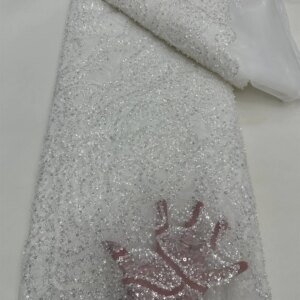 Luxury Hand Made Beaded Lace Fabric 2025 African Tulle Lace French Lace Fabric Nigerian Fabric for Party Dress Sewing 5Yards