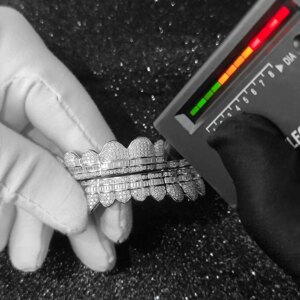 Hip Hop Grillz Teeth Iced Out Vvs Diamond Grillz Round&Baguette 925 Sterling Silver Bling Bling Custom Moissanite Grillz