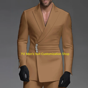 Handsome Men’s Suit 2-piece Wedding Groom Tuxedo Elegant Formal Outfit XS-5XL Custom Blazer Pants Men