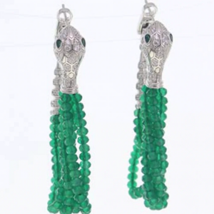 ARIGAYA Solid 925 Silver Chalcedony Green GemStone High Carbon Diamond Long Drop Earrings Luxury Fine Jewelry For Women Party