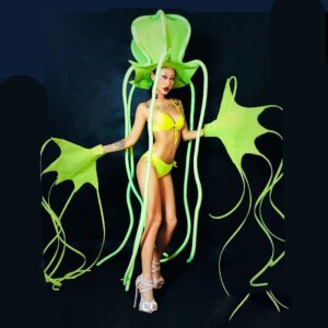 Sexy Green Fluorescent Octopus Lady Dance Suit Stage Performance Clothes Nightclub Bar Party Event Dance Team costume