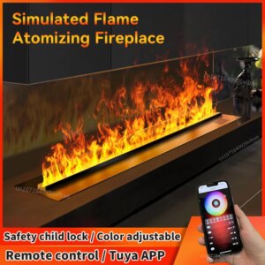3D Atomized Fireplace APP Control Steam Flame Humidifier Indoor Water Vapor Fireplace Decorative Living Room Smart Home TV Wall