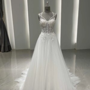 Sweetheart Neckline Off-The Shoulder Wedding Dress Sequined Pleating Bridal Gown With Train A-line Dress