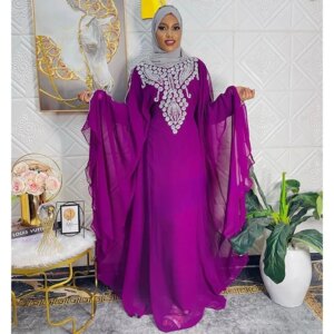 Purple Ethnic Moroccan Dubai Kaftans Farasha Abaya Dress Wedding Fancy Long Gown