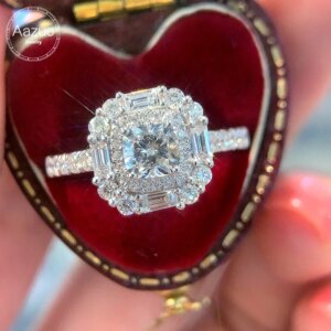 Aazuo Engagement Jewerly 18K White Diamonds 1.20ct 18K Solid Gold Square Rings Upscale Trendy Senior Party Fine Jewelry Hot Sell