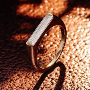 Provence 18K/14K/10K Yellow Gold 1.2ct D Color VVS1 GRA Certified Rectangle Shape Moissanite Ring For Women Party Band