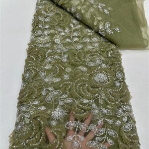 African Nigerian Elegant 3D Embroidered Lace Fabric 2025 French Tulle Lace Fabric With Stones For Party Wedding XC4325