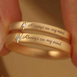 AZS Designer Handcrafted Custom Whisper Engraved Gold-Plated Silver Rings with Lab-Grown Diamonds – Valentine, Wedding rings