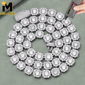 10/12mm Moissanite Cube Sugar Necklace S925 For Women Men Iced Out Chain Hip Hop Jewelry Pass Diamonds Tester GRA Free Shipping