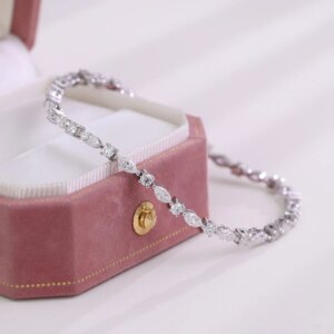 Provence jewelry 10K/14K white gold tennis bracelets full marquise cut lab diamond bracelets for women wedding Anniversary gifts