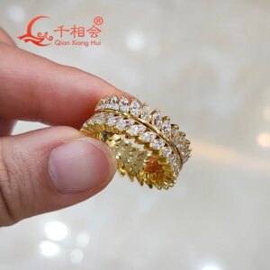 Eternity Double Band Moissanite Ring 2x4mm Marquise Shape 925 Sterling Silver D VVS Jewelry Engagement Ring