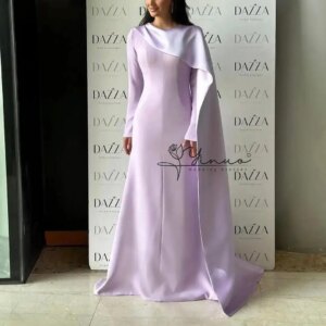 customized  Mermaid Long Sleeves Prom Dresses O-Neck Pleated Floor Length Evening Dresses Party Dresses