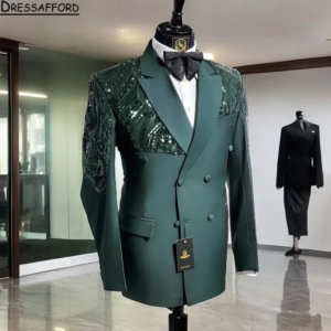Emerald Green Sequined Appliques Blazers Men Suits Fashion Banquet 2 Piece Business Jacket Pants Trousers