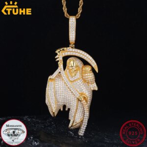 TUHE Unisex High Quality D VVS Moissanite Iced Out Pendants Ghost For Men Hip Hop Jewelry