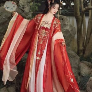 Adult Hanfu heavy industry embroidery big sleeve shirt chest-length skirt Chebule super fairy