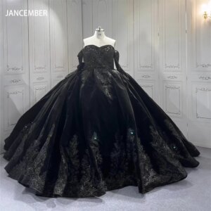Black Ball Gown Princess Girl Sweet 15 Quinceanera Dresses Floor Length Customize Prom Party Gowns Dress vestidos de quinceañera