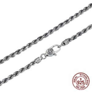 S925 Sterling Silver Necklace Jewelry Vintage Personalized Six Character Truth for Couples Trendy Chain as a Gift for Lovers