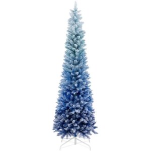 7 Feet Blue Gradient Snow Flocked Artificial Christmas Tree