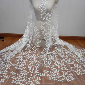 Exquisite Lace Fabric Full Leaves Embroidered Mesh Fabric Bridal Wedding Dresses New Lace