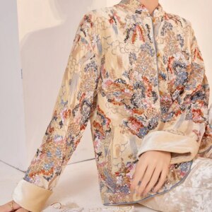 New style Chinese blouse female heavy industry sequin embroidery design cotton-padded