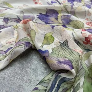 Qiao Qisha printed silk fabric shirt dress pure
