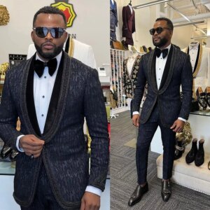 Customized Jacquard Men’s Suits Classic Mens Suit One Button Tailor-Made Two-Pieces Jacket Pants Designer Formal Occasion