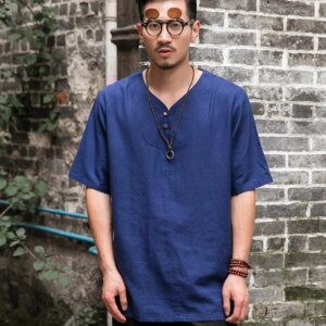 Men’s Chinese-Style Short-Sleeved Shirt