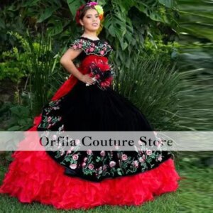 Charro Quinceanera Dresses Embroidery Charro vestidos de 15 años Sweet 16 Birthday Custom Made XV Prom Gowns Customized