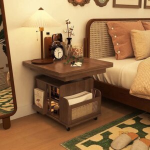 Luxury movable coffee table side table living room sofa side cabinet storage trolley net celebrity solid wood tea counter