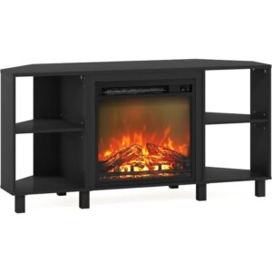Jensen Corner Fireplace TV Stand with 4 Open Compartments for TV up to 55 Inches,